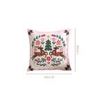 Twin Reindeers Embroidered Cotton Cushion Cover 40x40cm Nestasia