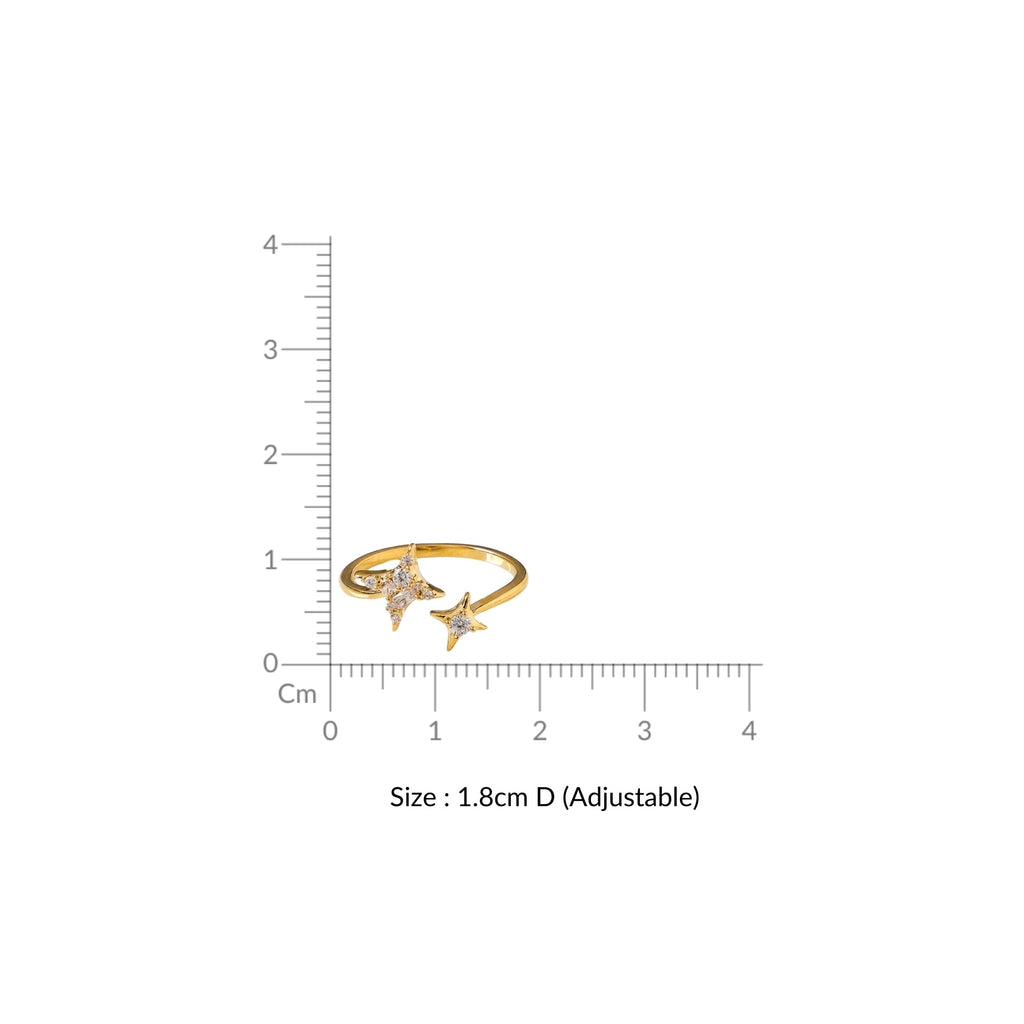 Twinkling Star Bypass Ring Gold Nestasia