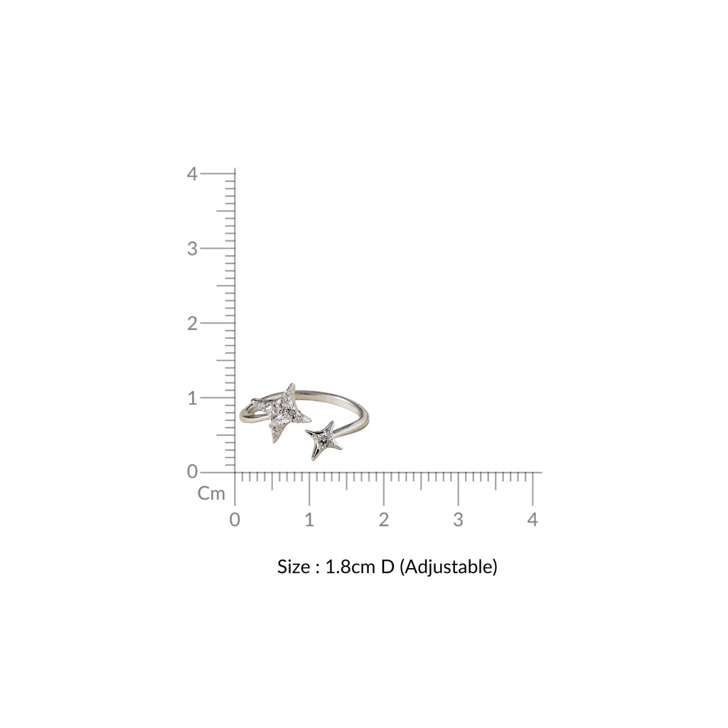 Twinkling Star Bypass Ring Silver Nestasia