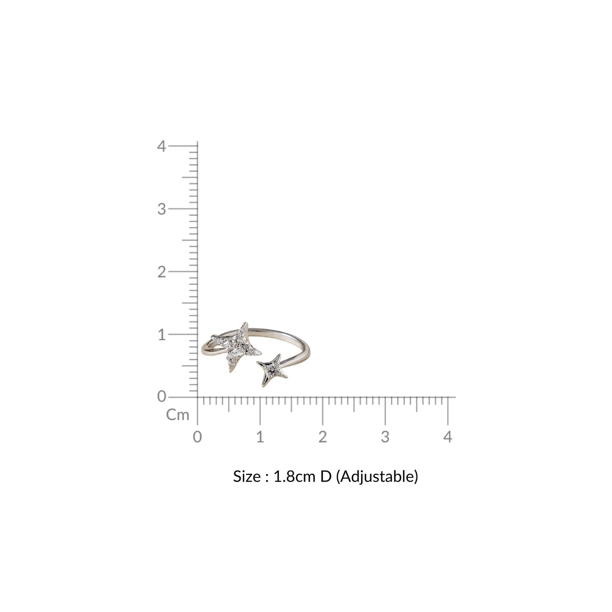 Twinkling Star Bypass Ring Silver Nestasia