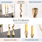 Twirl Table Candle Holder Set Of 2 Gold Nestasia