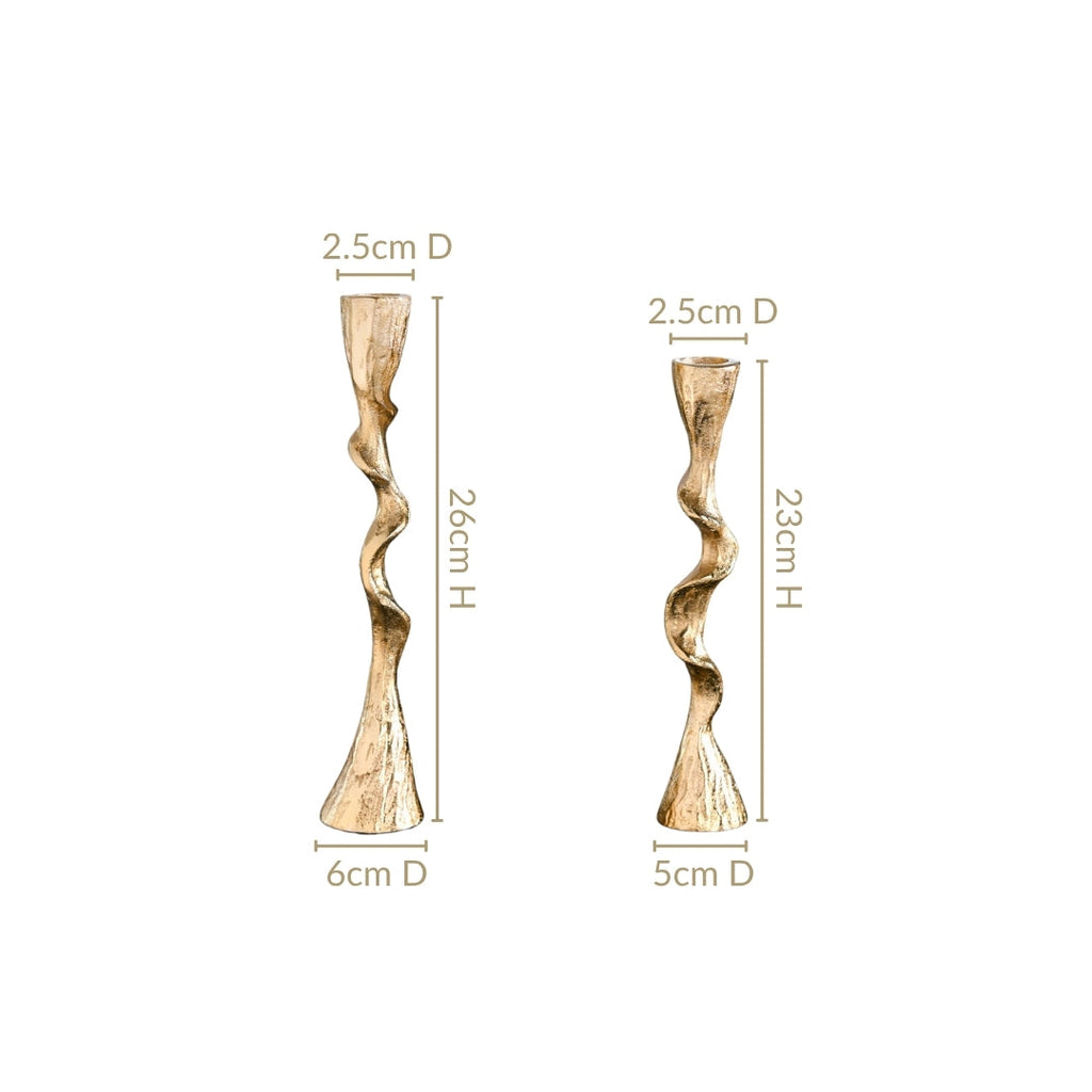 Twirl Table Candle Holder Set Of 2 Gold Nestasia
