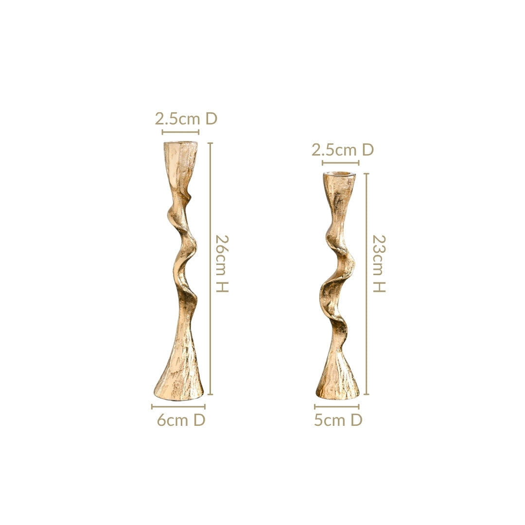 Twirl Table Candle Holder Set Of 2 Gold Nestasia