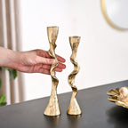 Twirl Table Candle Holder Set Of 2 Gold Nestasia