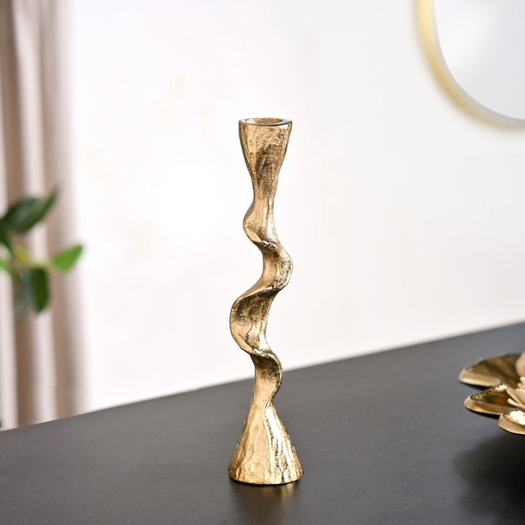 Twirl Table Candle Holder Set Of 2 Gold Nestasia