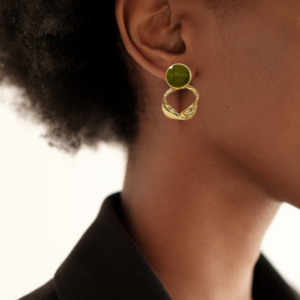 Twisted Grace Earrings Green Nestasia