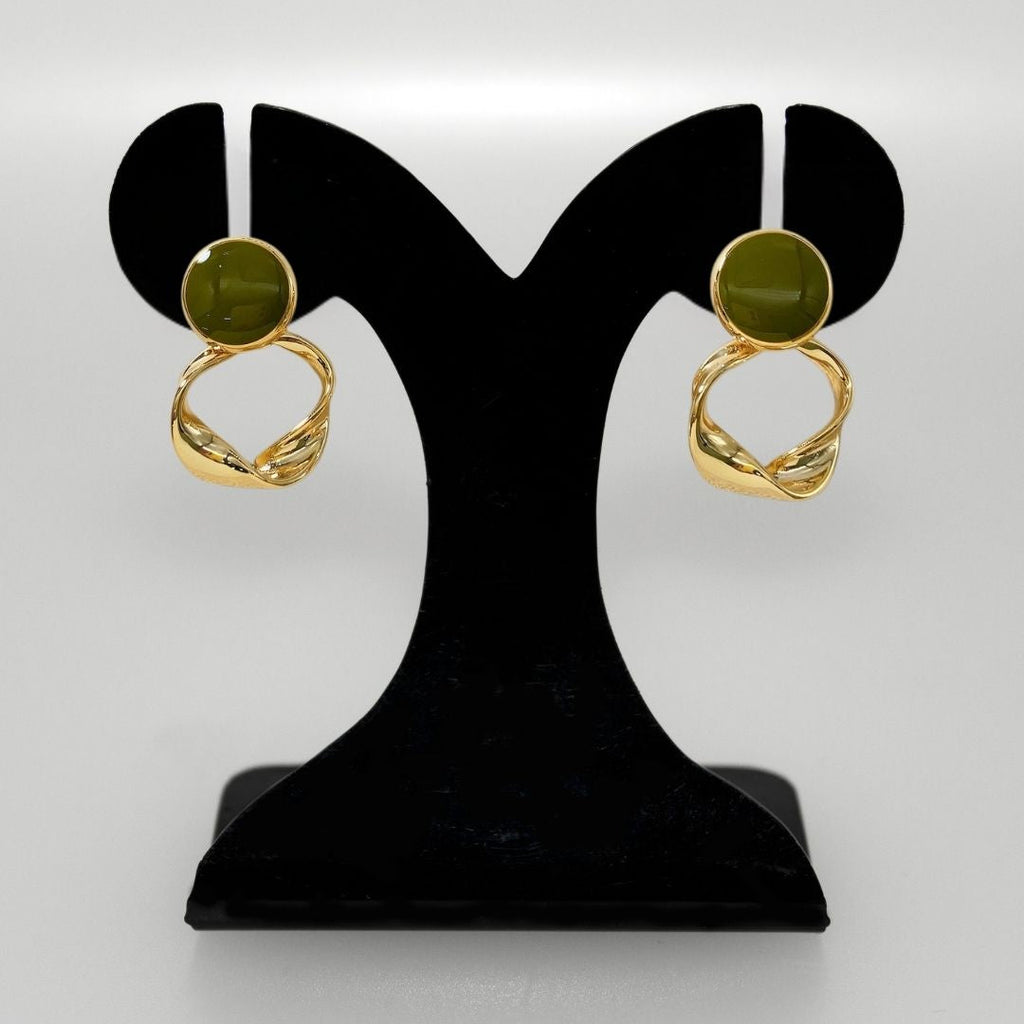 Twisted Grace Earrings Green Nestasia