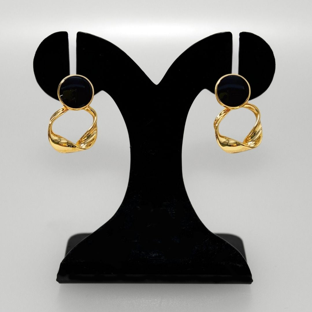 Twisted Grace Earrings Black Nestasia