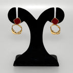 Twisted Hoop Dangling Earrings Maroon Nestasia