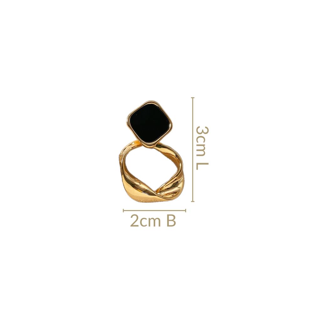 Twisted Hoop Dangling Earrings Black Nestasia