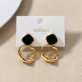 Twisted Hoop Dangling Earrings Black Nestasia