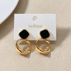 Twisted Hoop Dangling Earrings Black Nestasia