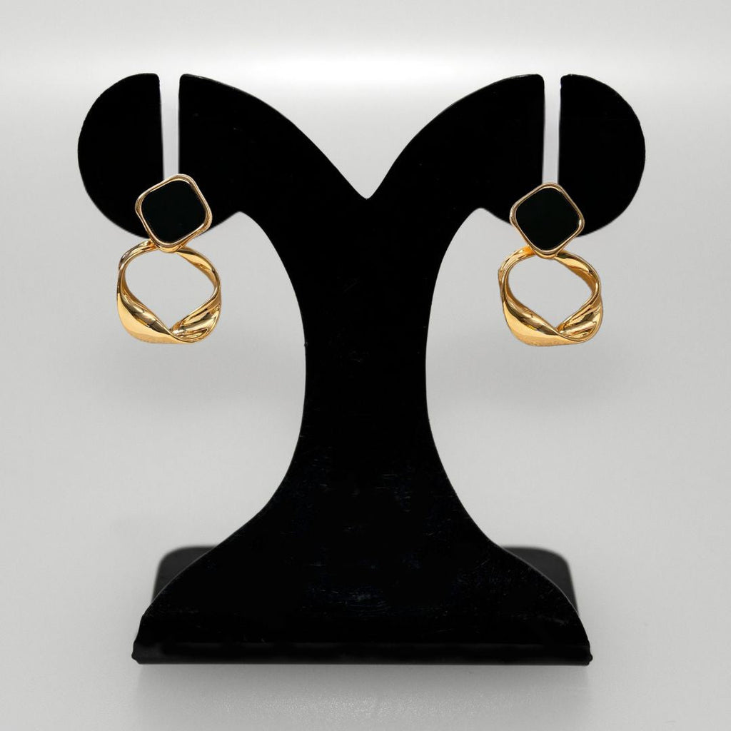 Twisted Hoop Dangling Earrings Black Nestasia