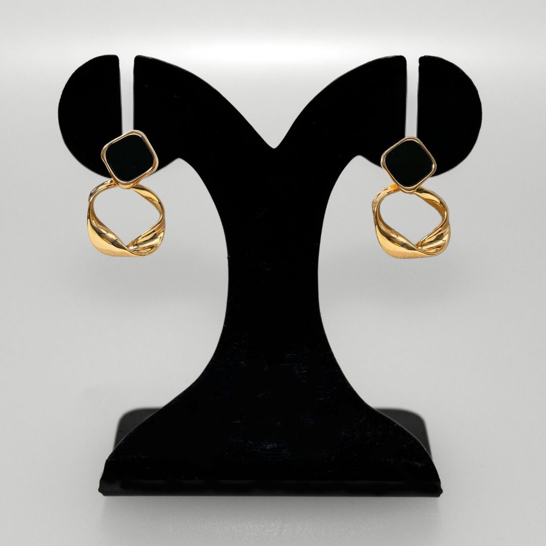 Twisted Hoop Dangling Earrings Black Nestasia