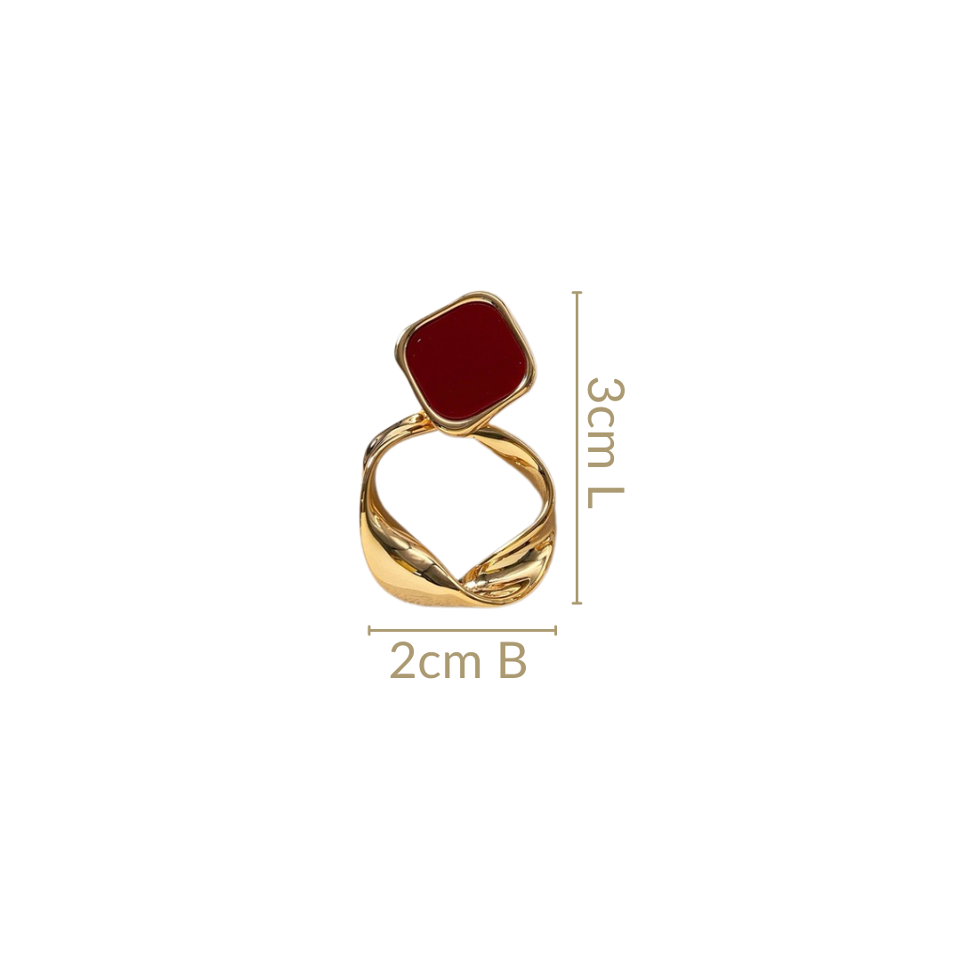 Twisted Hoop Dangling Earrings Maroon Nestasia