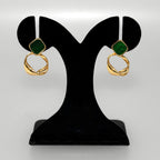 Twisted Hoop Dangling Earrings Green Nestasia