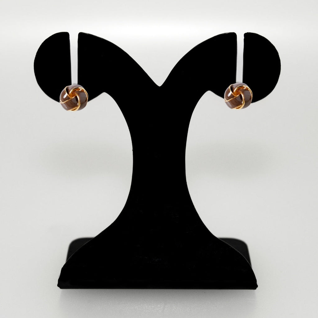 Twisted Knot Studs Brown Nestasia