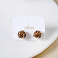 Twisted Knot Studs Brown Nestasia