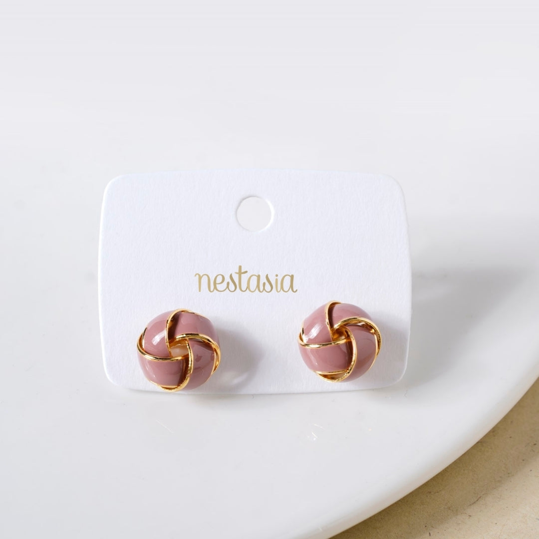 Twisted Knot Studs Mauve Nestasia