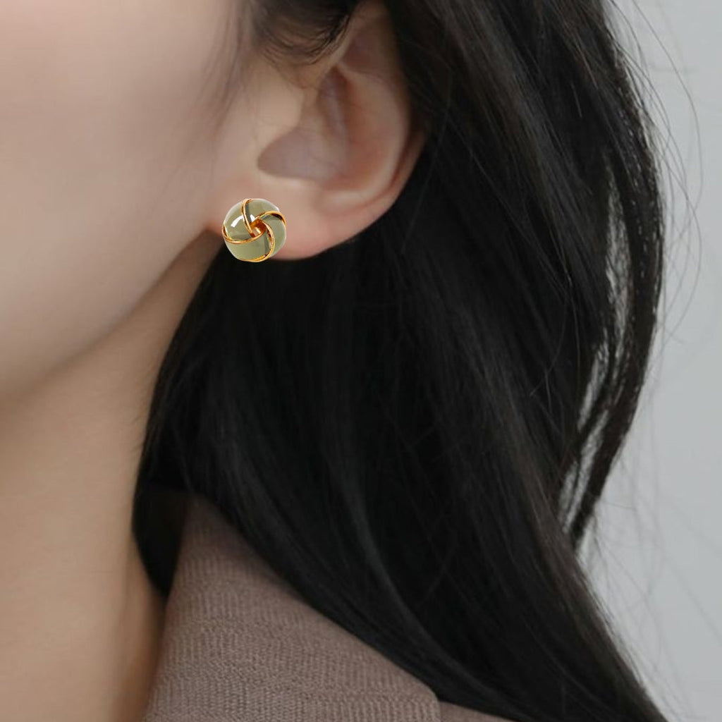 Twisted Knot Studs Sage Nestasia