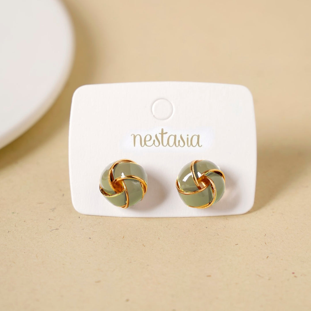 Twisted Knot Studs Sage Nestasia