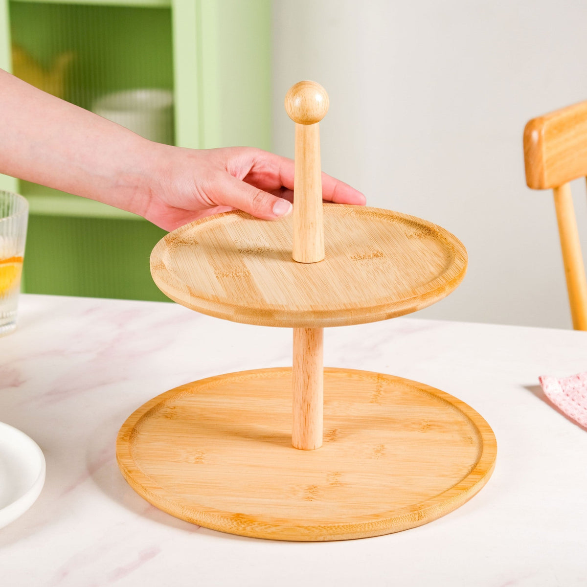 Two Tier Bamboo Cupcake Stand Nestasia