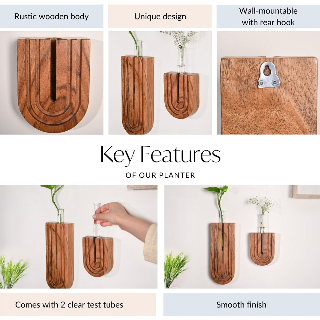 U Shaped Hydroponic Test Tube Wall Planter Set Of 2 Nestasia