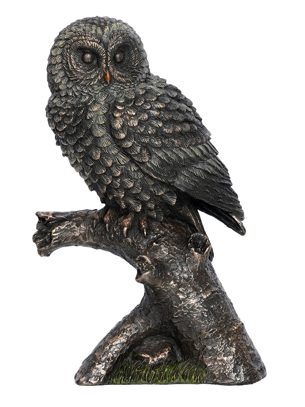 Polyresin and Bronze Black Carved Owl Showpiece Sitting on Branch Decorative Bird Figurine Kafalo