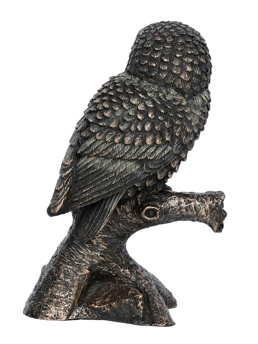 Polyresin and Bronze Black Carved Owl Showpiece Sitting on Branch Decorative Bird Figurine Kafalo