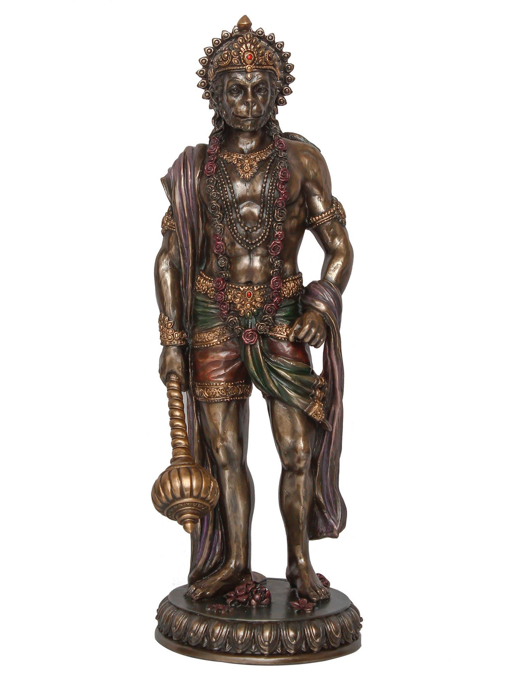 Brown Polyresin and Bronze Standing Lord Hanuman Idol with Gada/Mace Kafalo