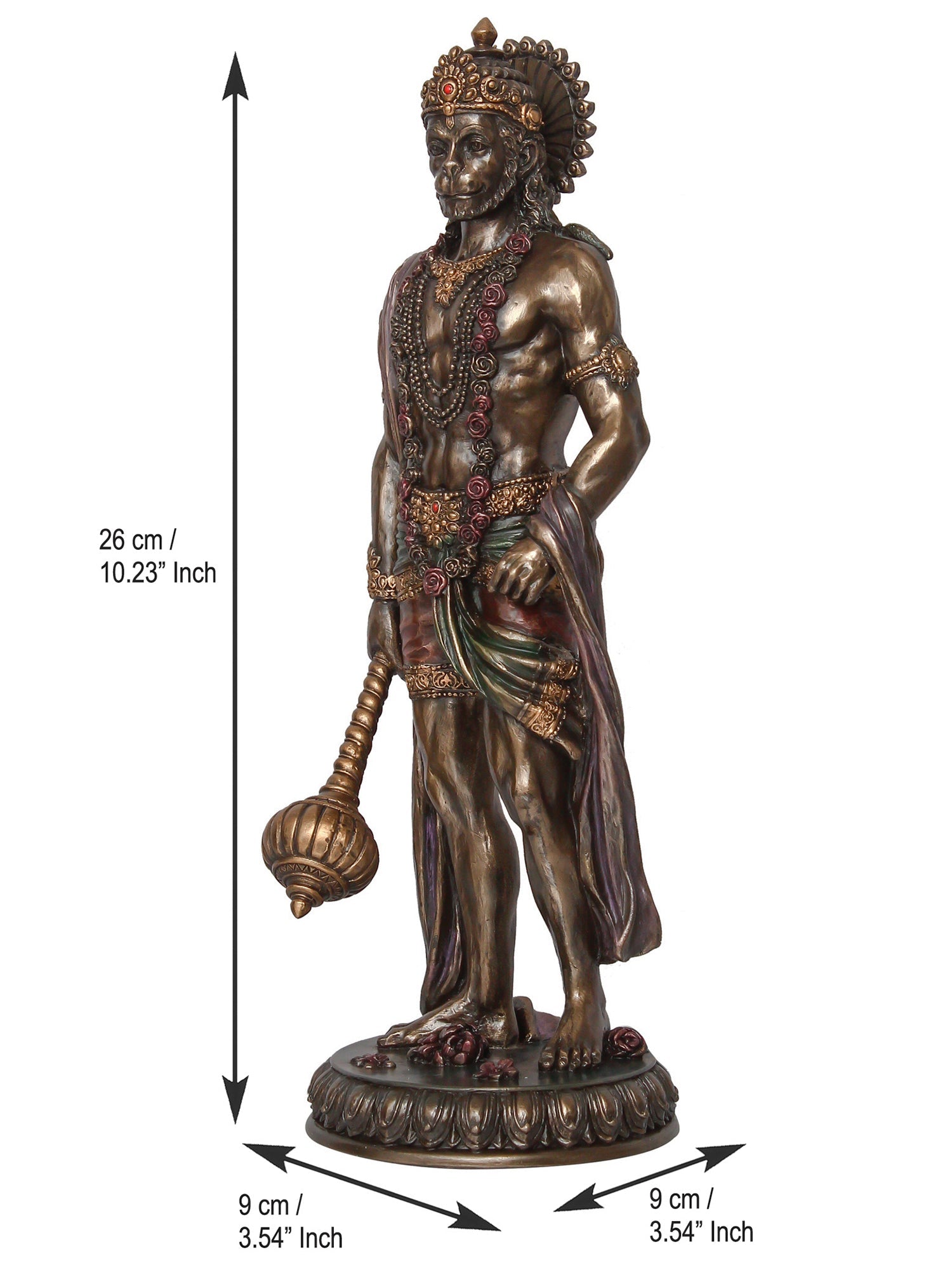 Brown Polyresin and Bronze Standing Lord Hanuman Idol with Gada/Mace Kafalo