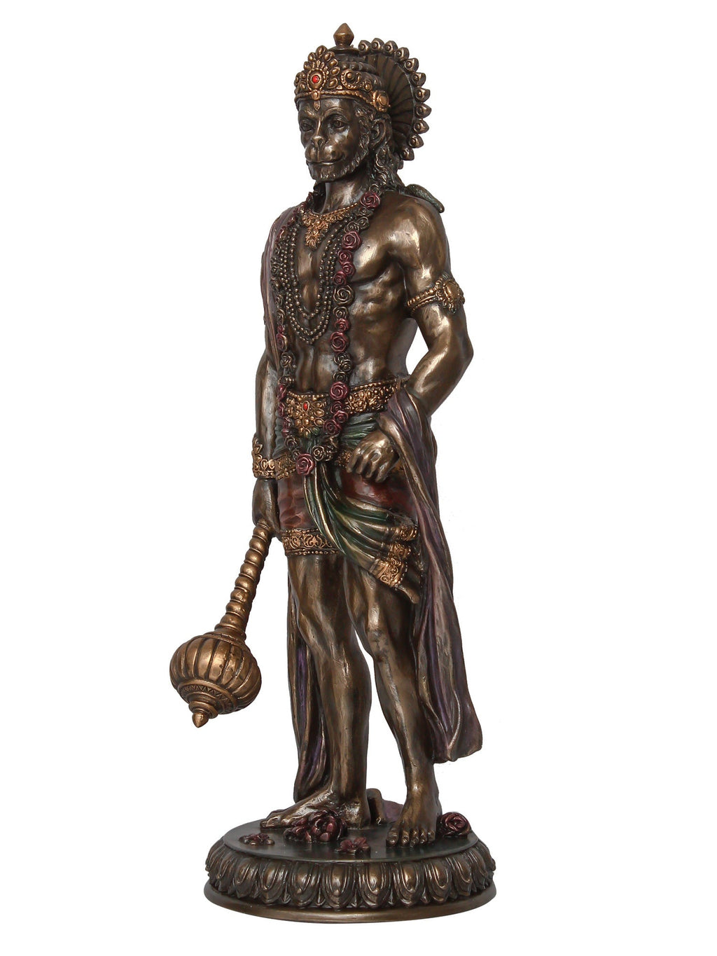 Brown Polyresin and Bronze Standing Lord Hanuman Idol with Gada/Mace Kafalo