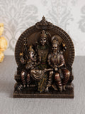 Lord Shiva Parivar Sitting on Singhasan Polyresin and Bronze Decorative murti/statue Kafalo