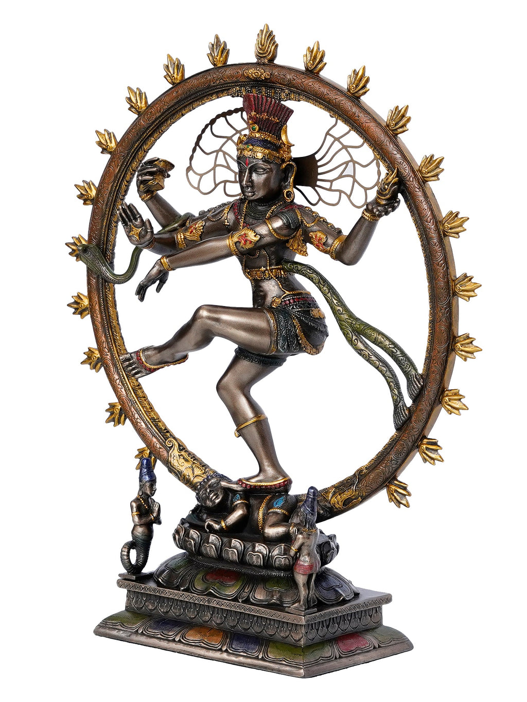 Golden and Red OM on Beautifully Carved Base Handcrafted Iron Wall Hanging with background LED's Kafalo