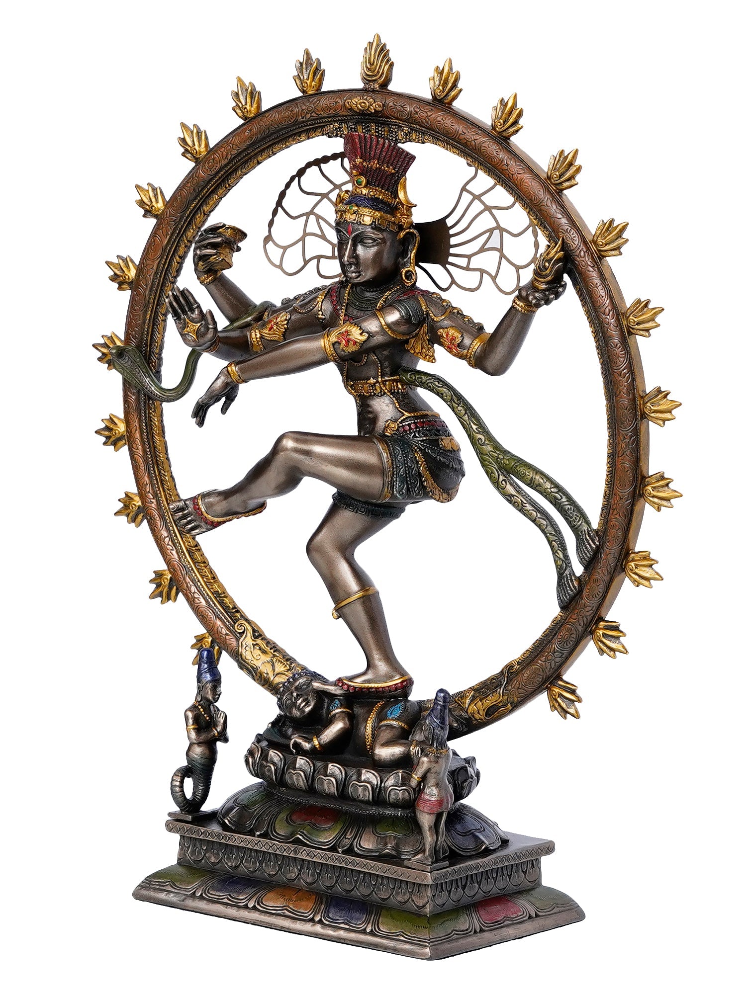 Golden and Red OM on Beautifully Carved Base Handcrafted Iron Wall Hanging with background LED's Kafalo