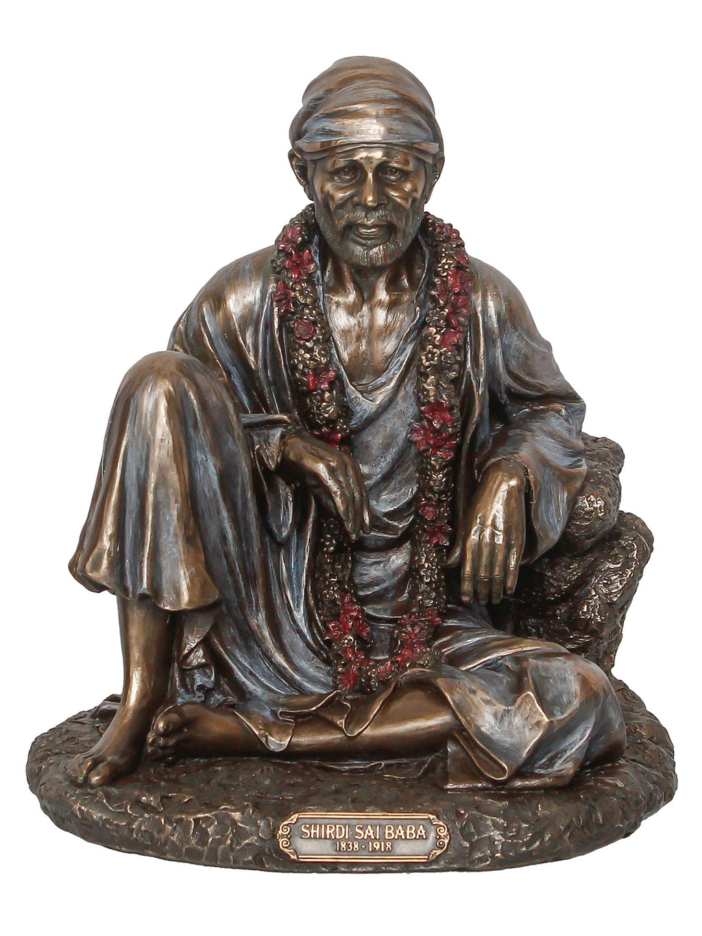 Decorative Polyresin and Bronze Sitting Sai Baba Statue Kafalo