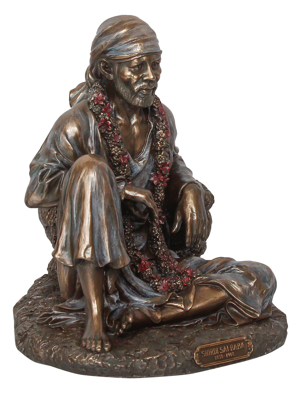 Decorative Polyresin and Bronze Sitting Sai Baba Statue Kafalo