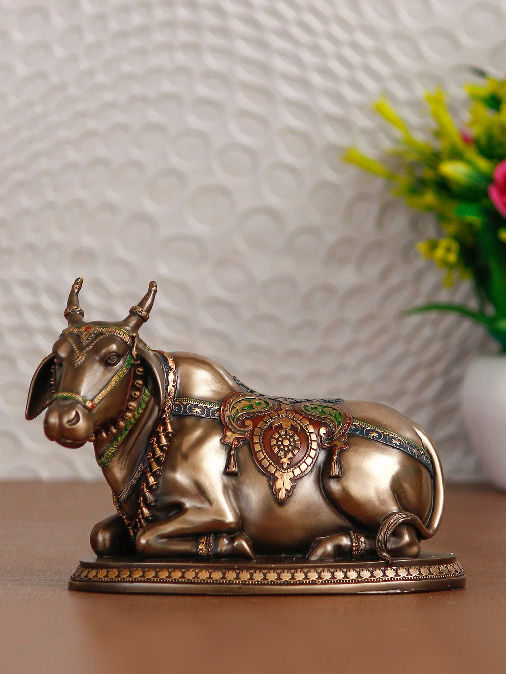 Gold Polyresin and Bronze Nandi Idol Kafalo