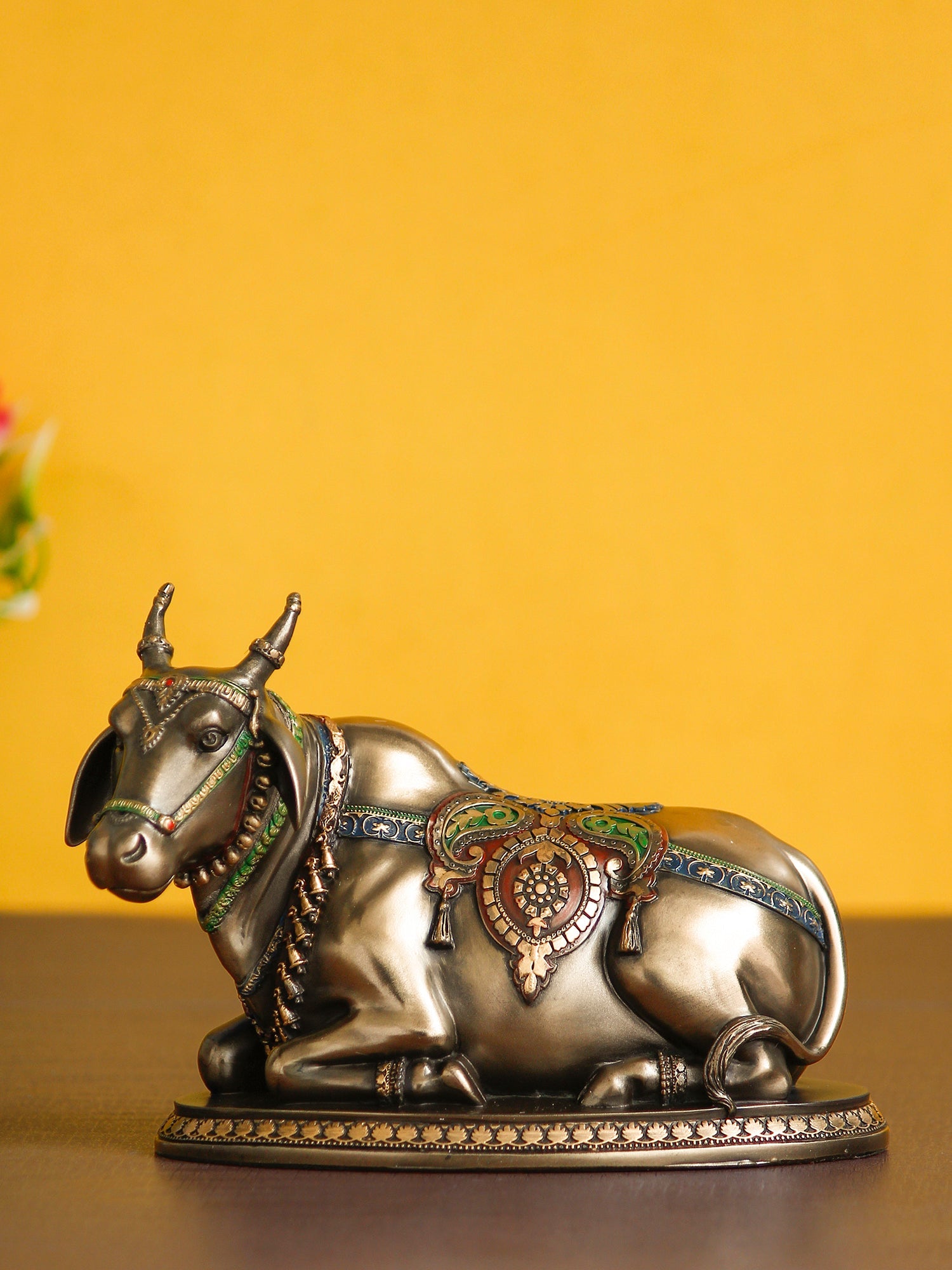 Gold Polyresin and Bronze Nandi Idol Kafalo