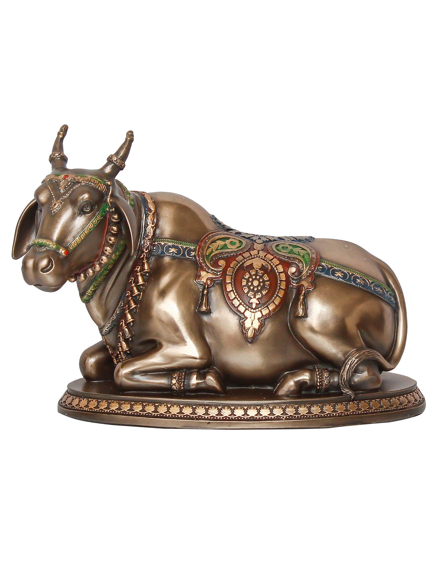 Gold Polyresin and Bronze Nandi Idol Kafalo