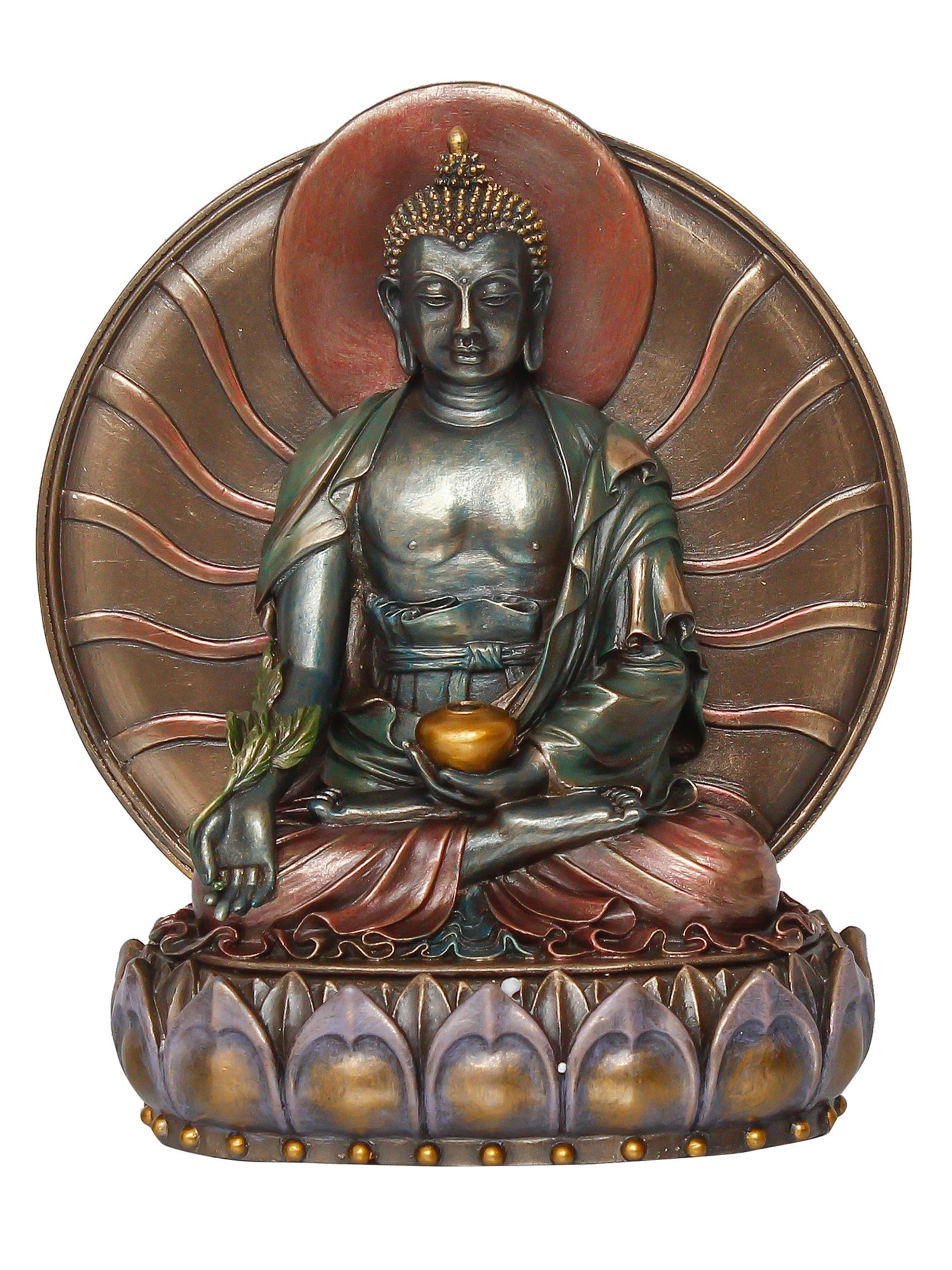 Polyresin and Bronze Brown Fine Finish Decorative Meditating Lord Buddha Idol Kafalo