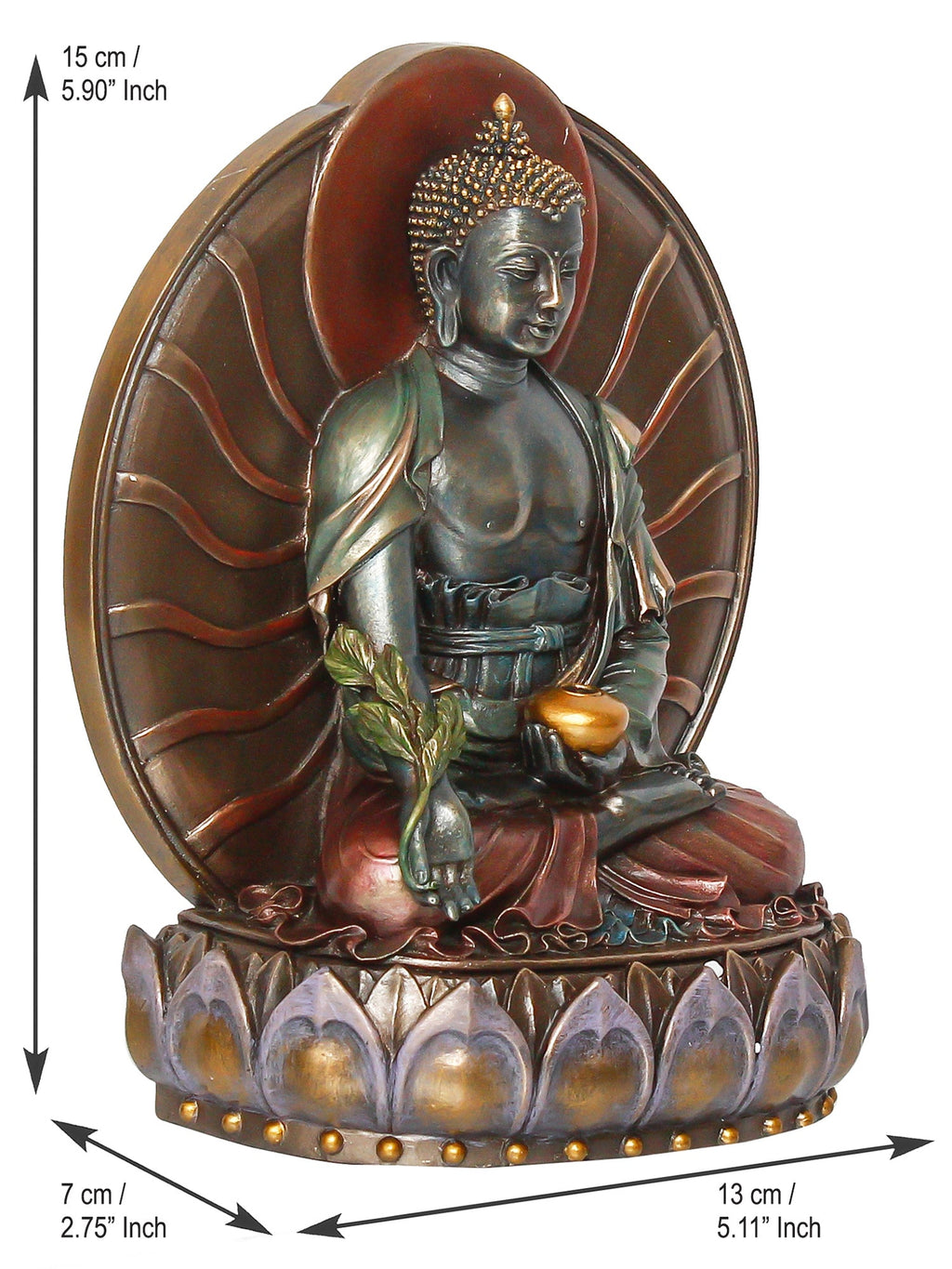 Polyresin and Bronze Brown Fine Finish Decorative Meditating Lord Buddha Idol Kafalo