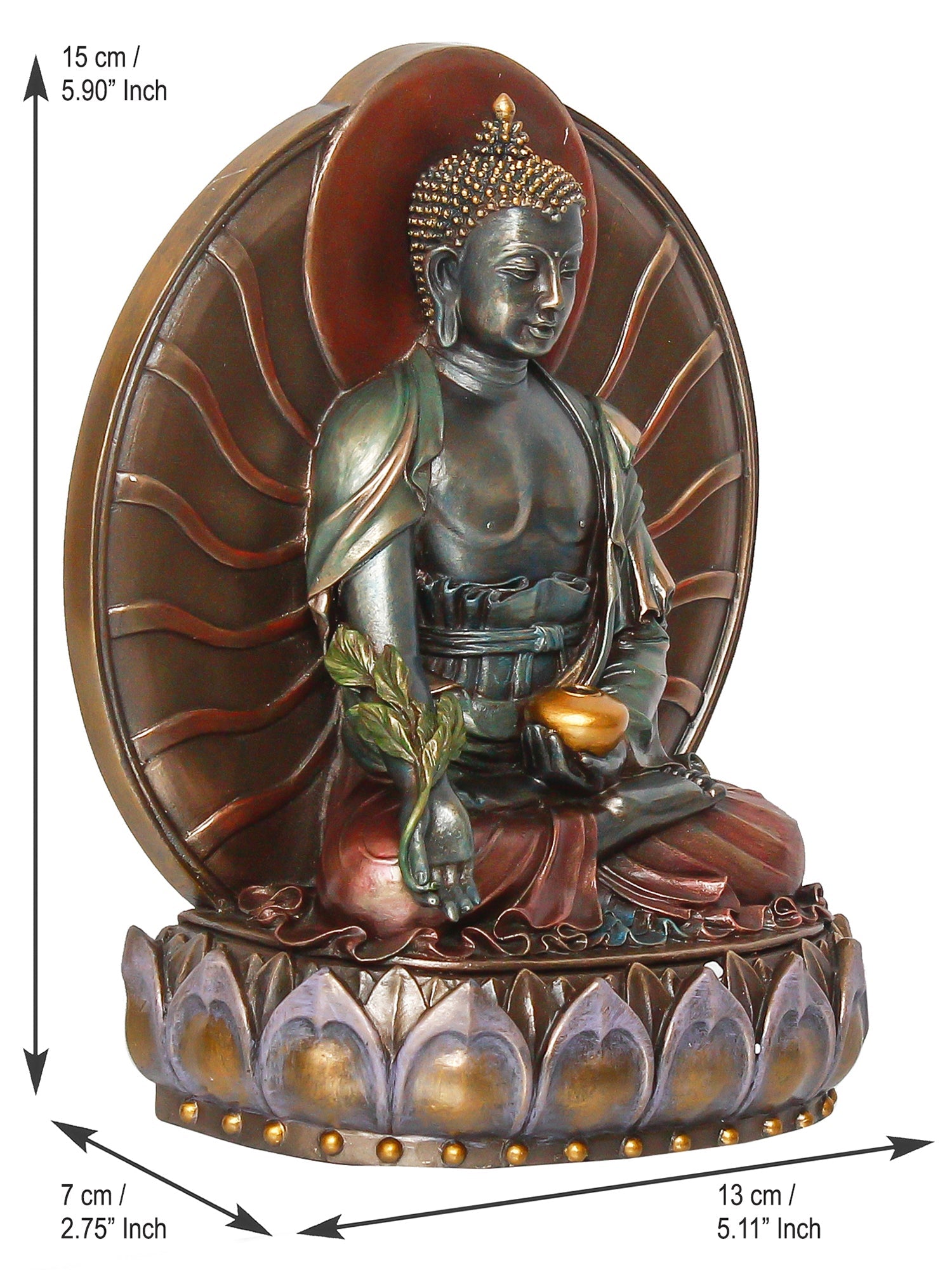 Polyresin and Bronze Brown Fine Finish Decorative Meditating Lord Buddha Idol Kafalo