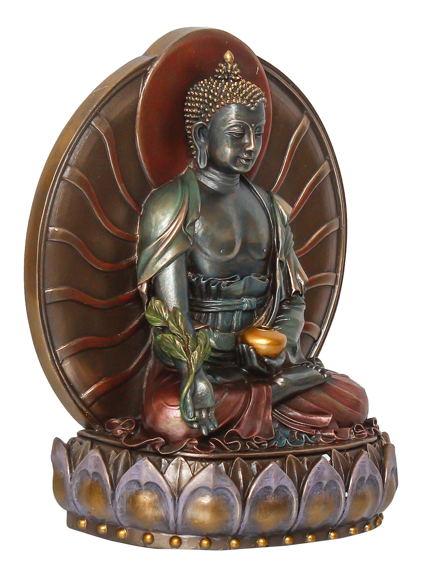 Polyresin and Bronze Brown Fine Finish Decorative Meditating Lord Buddha Idol Kafalo