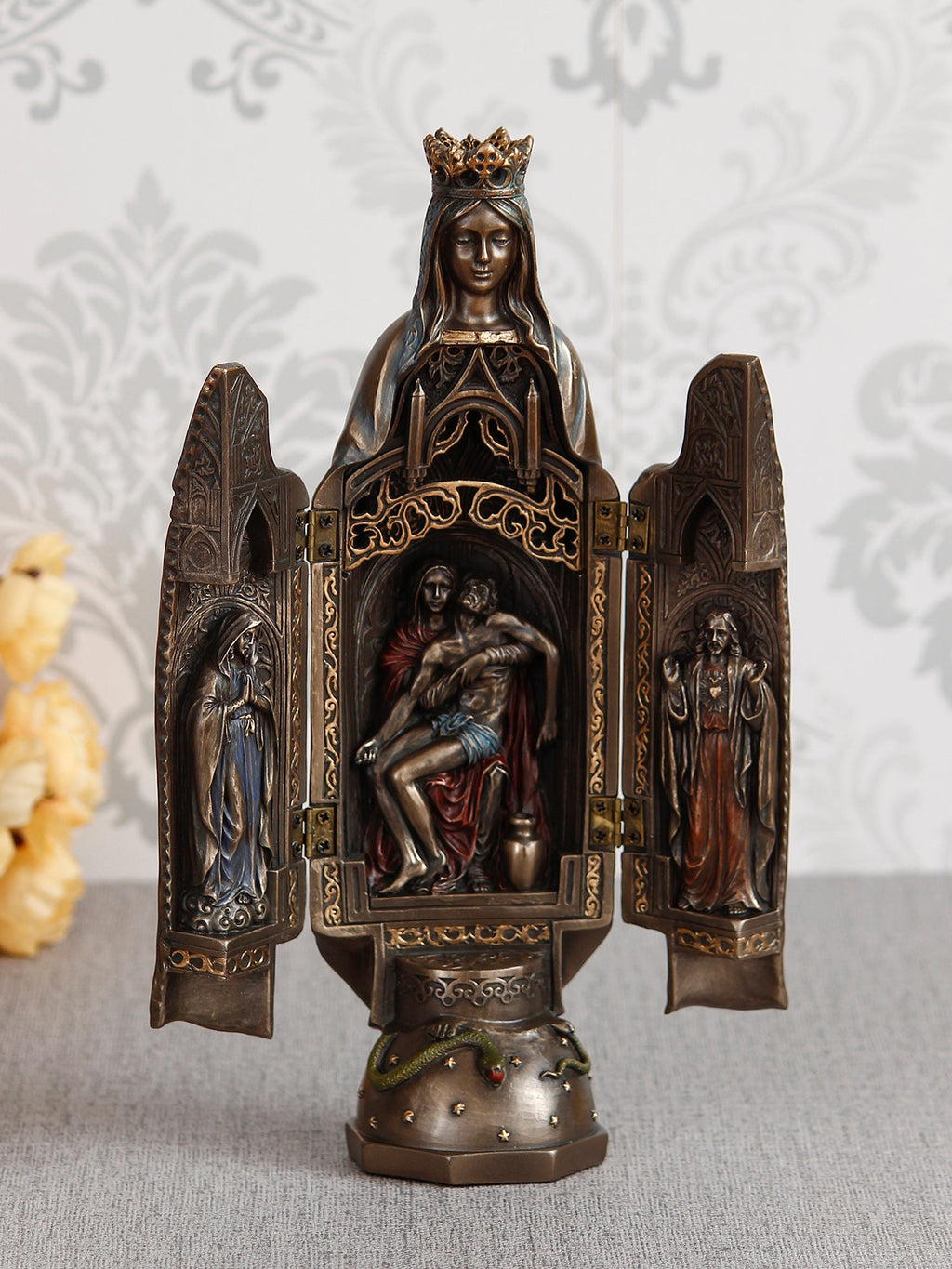 Silver Polyresin and Bronze Lady of Grace Idol Kafalo