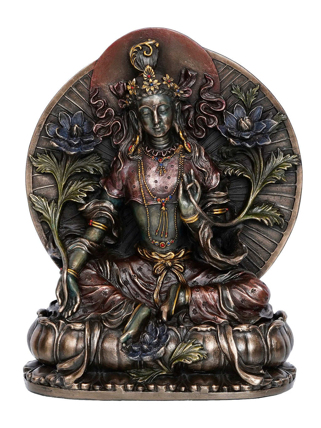Brown Cold Cast Bronze Resin Goddess Tara Idol Kafalo