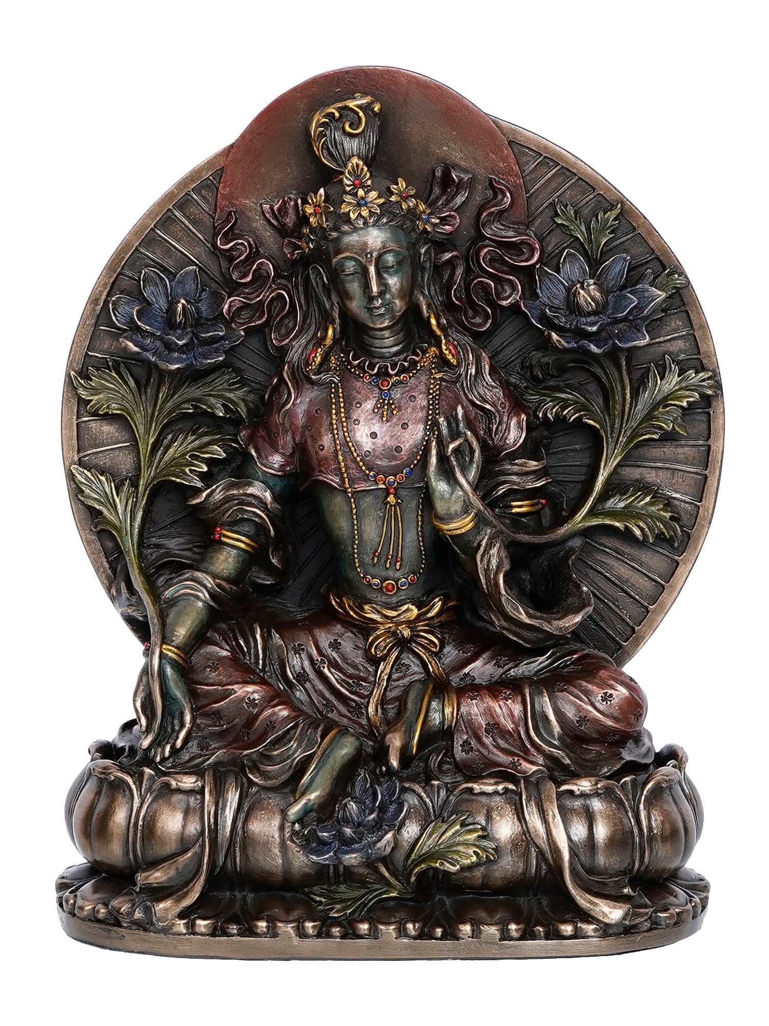 Brown Cold Cast Bronze Resin Goddess Tara Idol Kafalo