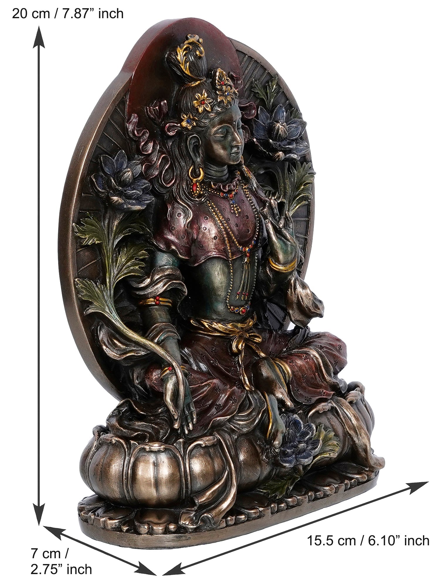 Brown Cold Cast Bronze Resin Goddess Tara Idol Kafalo