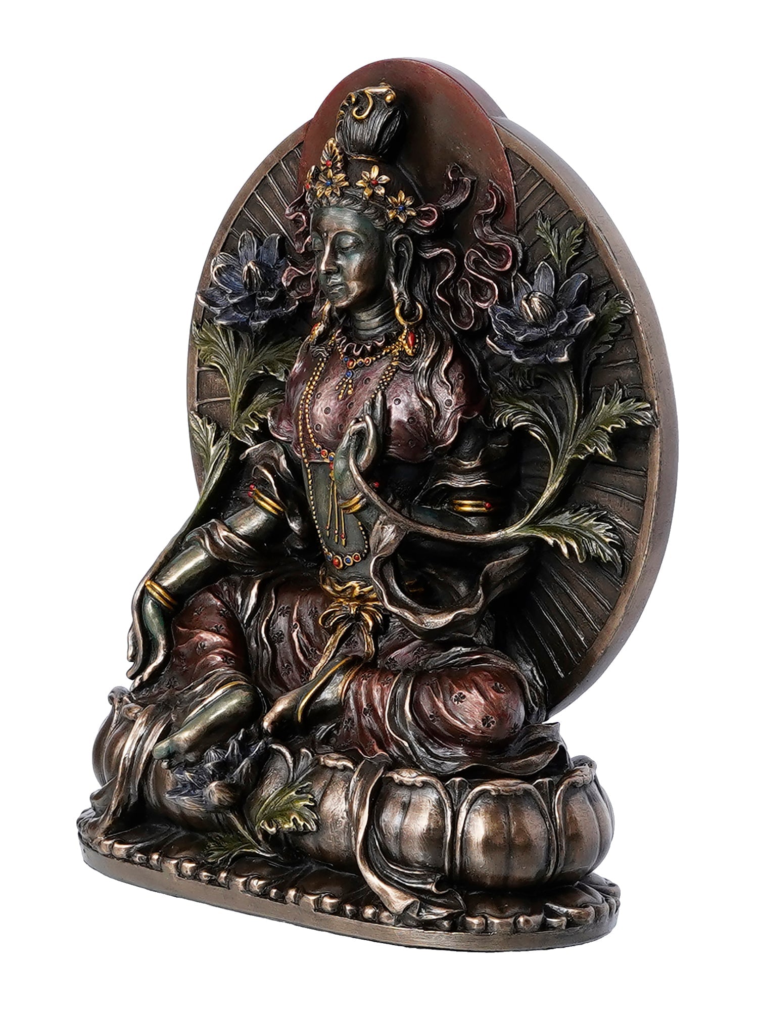 Brown Cold Cast Bronze Resin Goddess Tara Idol Kafalo