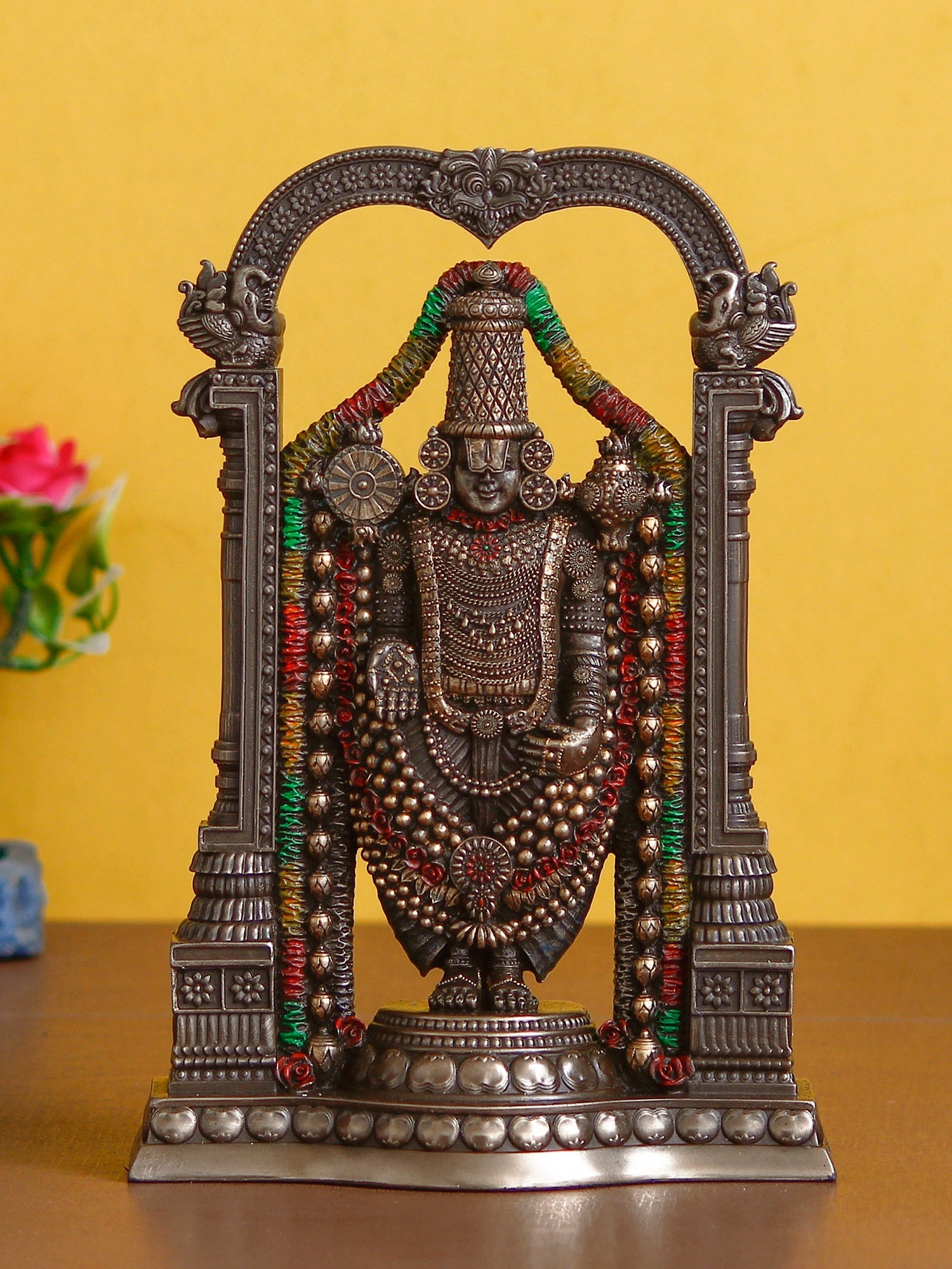 Brown Polyresin Lord Tirupati Balaji Idol Kafalo